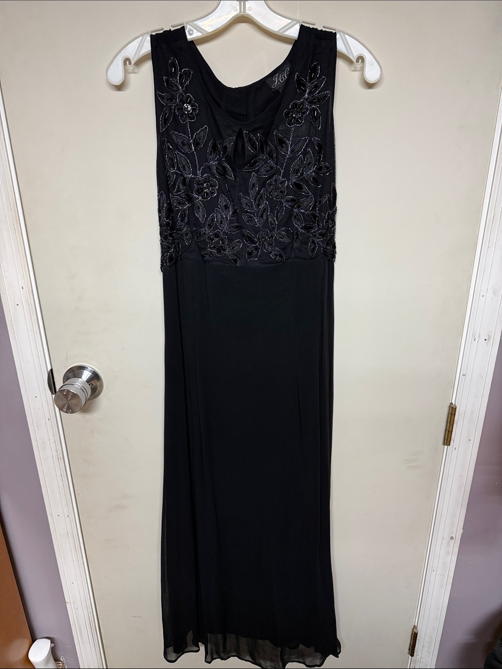 Elegant Black Beaded Evening Dress